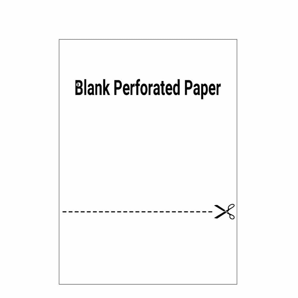 Perforated paper, office paper, copy paper with perforation. Invoice paper, remittance paper.
