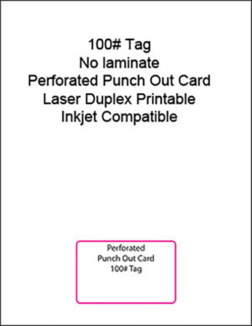 Blank 100# Tag with one perforated card.