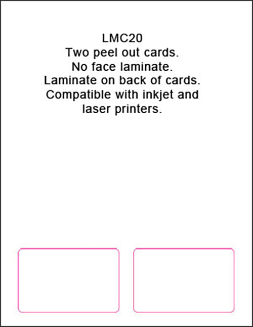 Two peel away cards. No Face Laminate.