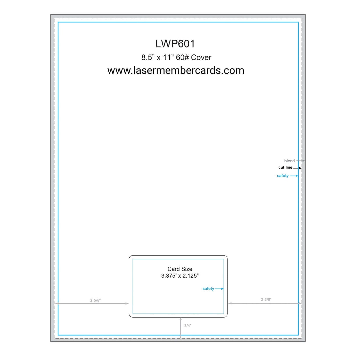 LWP601 Laser Membership Cards for Printers full sheet layout