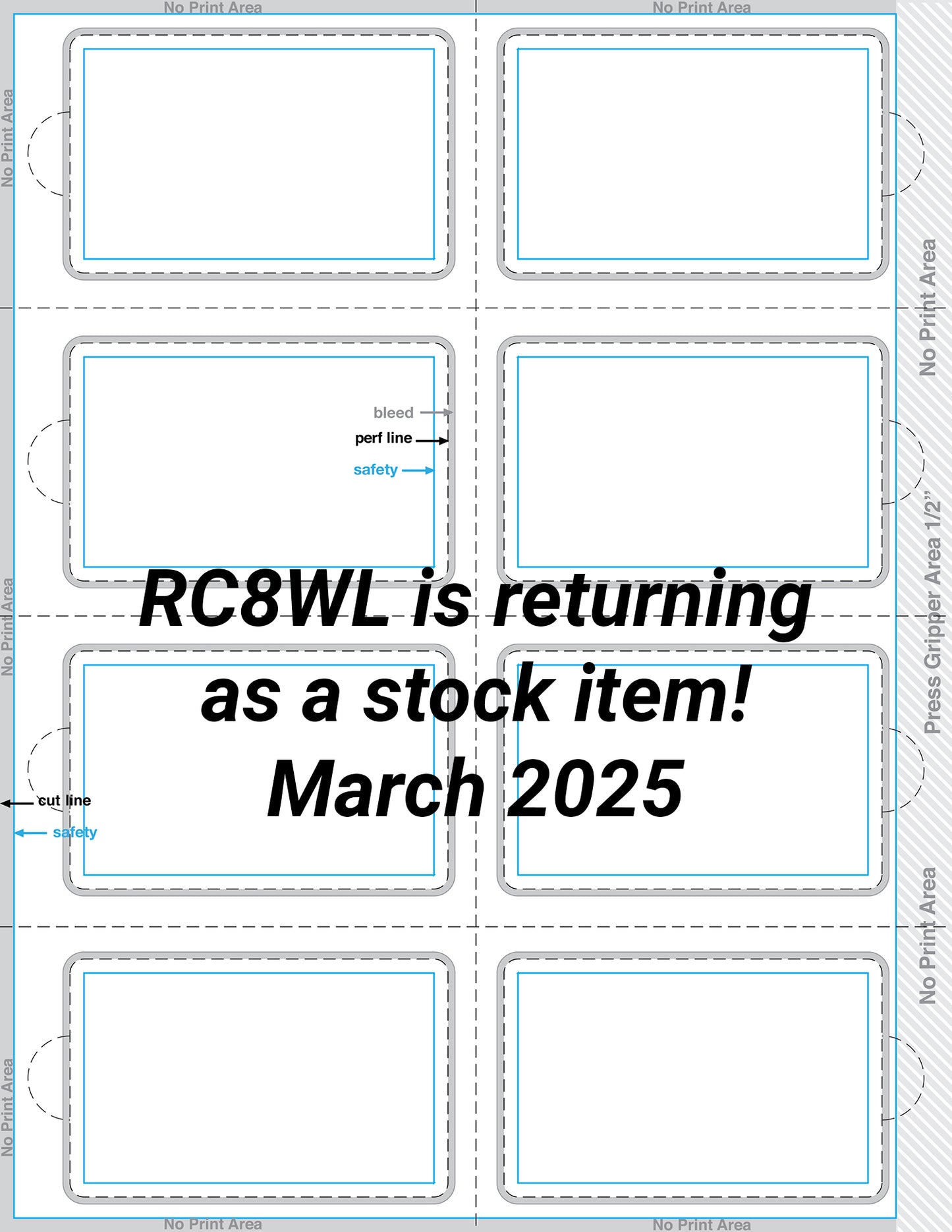 RC8WL RealCard Laser Membership Cards - 8 cards per sheet