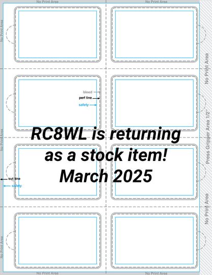 RC8WL RealCard Laser Membership Cards - 8 cards per sheet