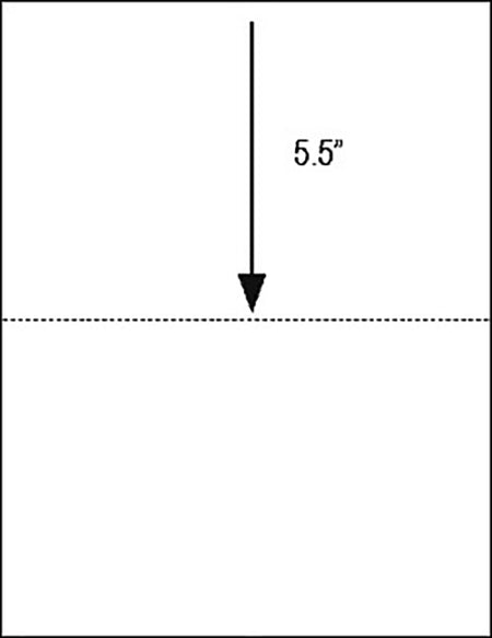 8.5 x 11 24# blank perforated paper with one full horizontal micro perforation at 5-1/2 inches from top.