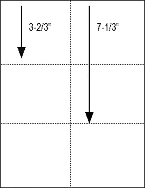 8.5 x 11 20# blank perforated paper with two full horizontal micro perforations and one full vertical perforation.